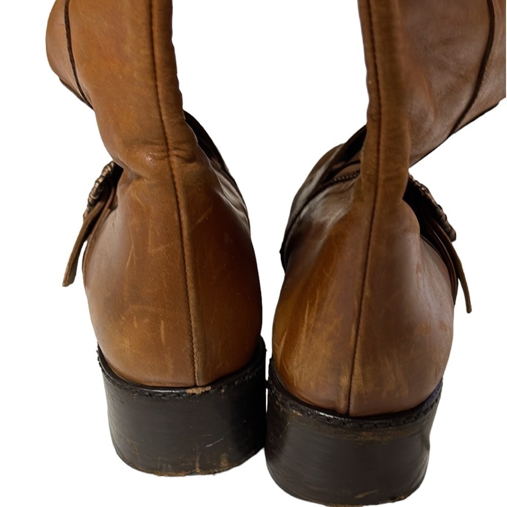 Goffredo Fantini distressed leather knee high brown boots size 37 - Picture 4 of 14